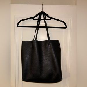Antik Kraft Black Leather Tote Bag